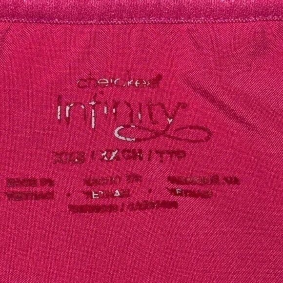 Cherokee Infinity Womens V-Neck Scrub Top S Pink Polyester Blend - Picture 2 of 5